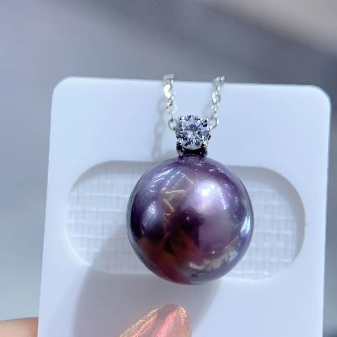 Certificated 925 Sterling Silver Pendant With Natural Purple Pearl 14MM Round Flawless Cultured Pearl Luxury Necklace Jewelry
Certificated 925 Sterling Silver Pendant With Natural Purple Pearl 14MM Round Flawless Cultured Pearl Luxury Necklace Jewelry