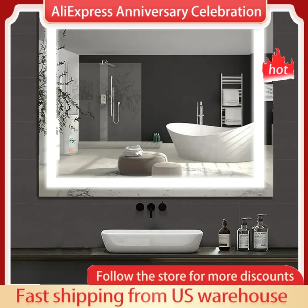 With 3 Color Lights Mirror With Led Light Makeup Mirrors Dimmable Touch Switch Control Bathroom Backlight the Wall Miror Fixture
With 3 Color Lights Mirror With Led Light Makeup Mirrors Dimmable Touch Switch Control Bathroom Backlight the Wall Miror Fixture