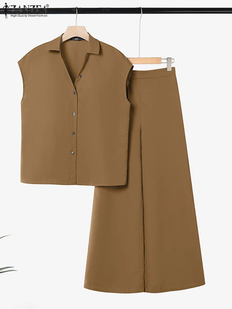 ZANZEA Summer Pant Sets Lapel Neck Short Sleeve Shirt Trousers Suit 2PCS Women Work Matching Sets Solid Loose Outfits Tracksuits
ZANZEA Summer Pant Sets Lapel Neck Short Sleeve Shirt Trousers Suit 2PCS Women Work Matching Sets Solid Loose Outfits Tracksuits
