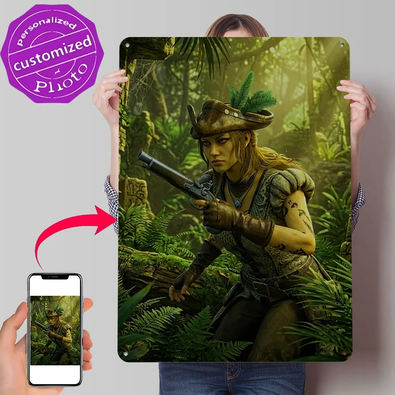 Pirate Woman With Flintlock Pistol in Jungle Metal Poster Wall Art Retro Vintage Metal Signs for Man Cave Bedroom Decoration
Pirate Woman With Flintlock Pistol in Jungle Metal Poster Wall Art Retro Vintage Metal Signs for Man Cave Bedroom Decoration