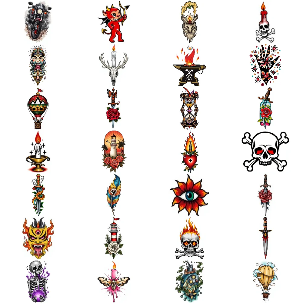 28pcs Temporary Tattoo Waterproof Long-lasting Body Stickers Rose And Candle Evil Mask Devil For Women Arms Chest
28pcs Temporary Tattoo Waterproof Long-lasting Body Stickers Rose And Candle Evil Mask Devil For Women Arms Chest