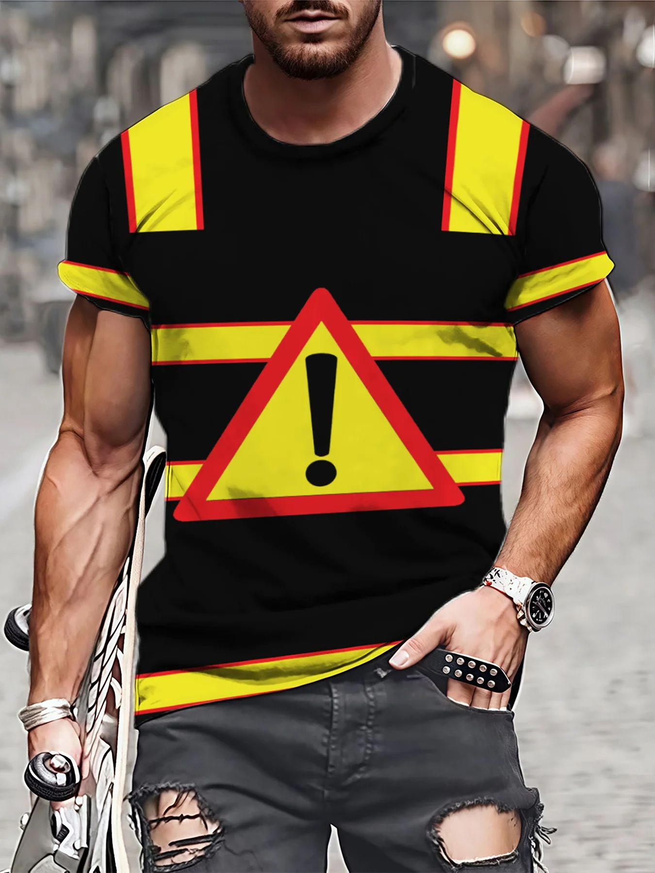 Men'S Street Fashion T-shirt, Light Short Sleeve Top, Casual Trend New Round Neck Short Sleeve T-shirt, Creative 3D Rose Skull 
Men'S Street Fashion T-shirt, Light Short Sleeve Top, Casual Trend New Round Neck Short Sleeve T-shirt, Creative 3D Rose Skull