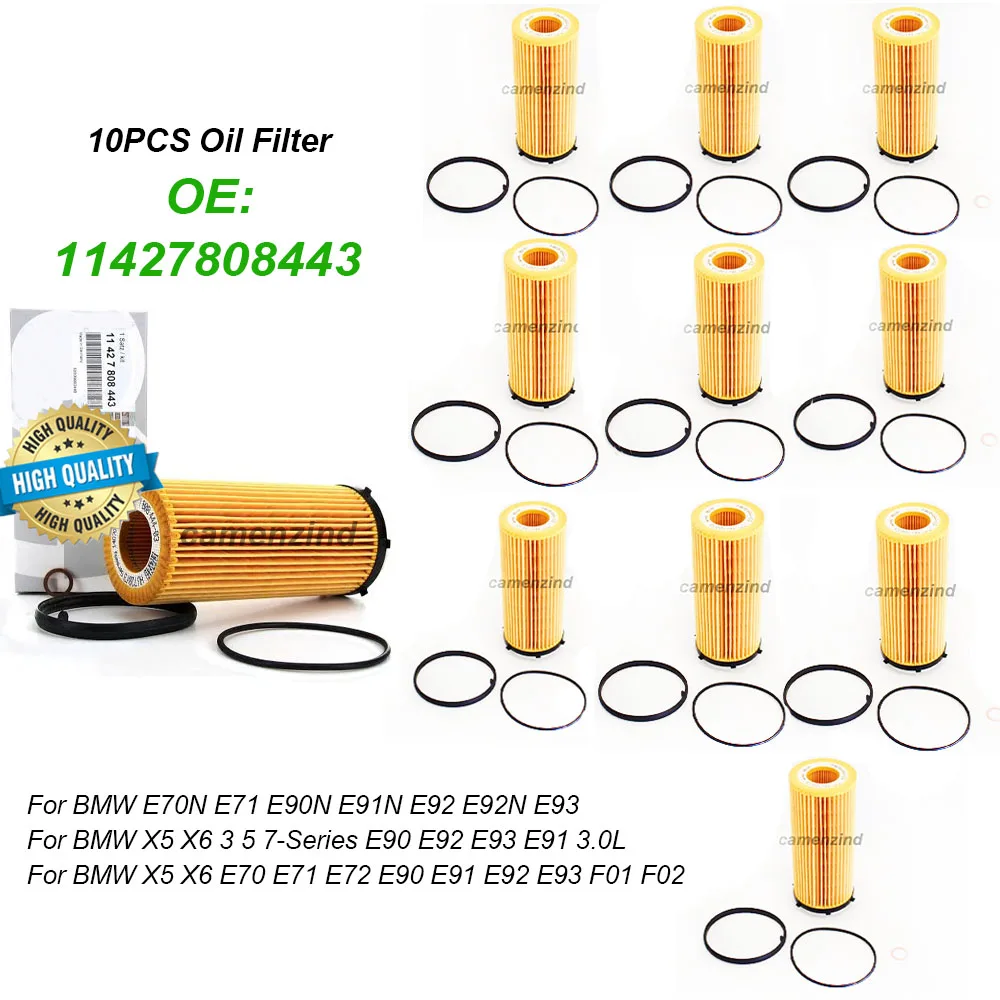 10PCS Auto Oil Filter 11427808443 7808443 11.42.7.808.443 High Quality For BMW X5 X6 3 5 7-Series E70N E71 E90 E92 E93 E91 3.0L
10PCS Auto Oil Filter 11427808443 7808443 11.42.7.808.443 High Quality For BMW X5 X6 3 5 7-Series E70N E71 E90 E92 E93 E91 3.0L