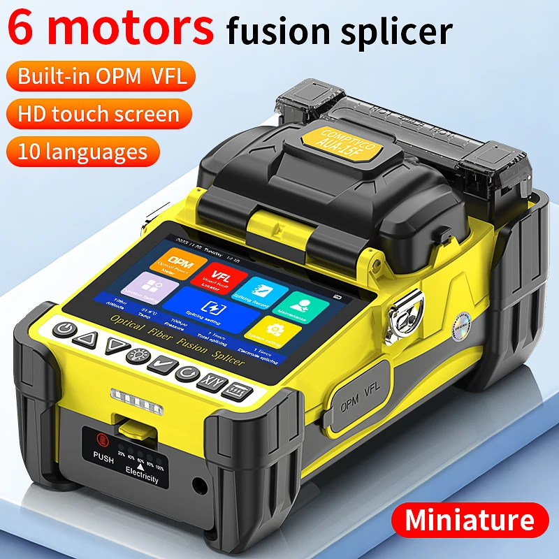 COMPTYCO AUA-15F/L-70C Mini Fiber Optic Fusion Splicer 6 Motors Touch Screen Optical Fiber Core Fusion Machine Built-in VFL OPM
COMPTYCO AUA-15F/L-70C Mini Fiber Optic Fusion Splicer 6 Motors Touch Screen Optical Fiber Core Fusion Machine Built-in VFL OPM