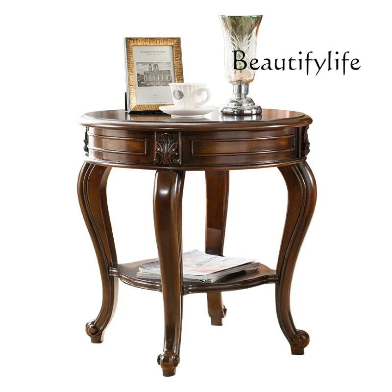American corner table, all solid wood , European sofa, side table, round coffee table, retro dark small
American corner table, all solid wood , European sofa, side table, round coffee table, retro dark small