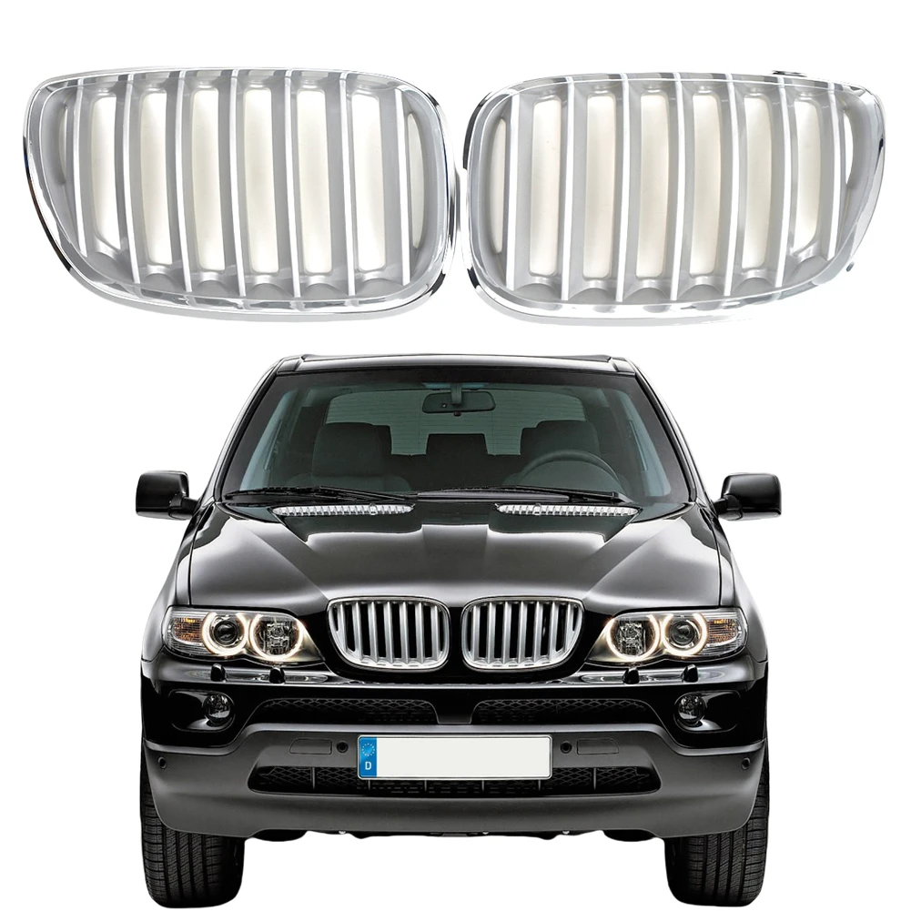 1 Pair Silver Car Grilles 51137113733 51137113734 Anti-scratch Front Hood Grill Front Upper Grilles for BMW X5 E53 04-06
1 Pair Silver Car Grilles 51137113733 51137113734 Anti-scratch Front Hood Grill Front Upper Grilles for BMW X5 E53 04-06