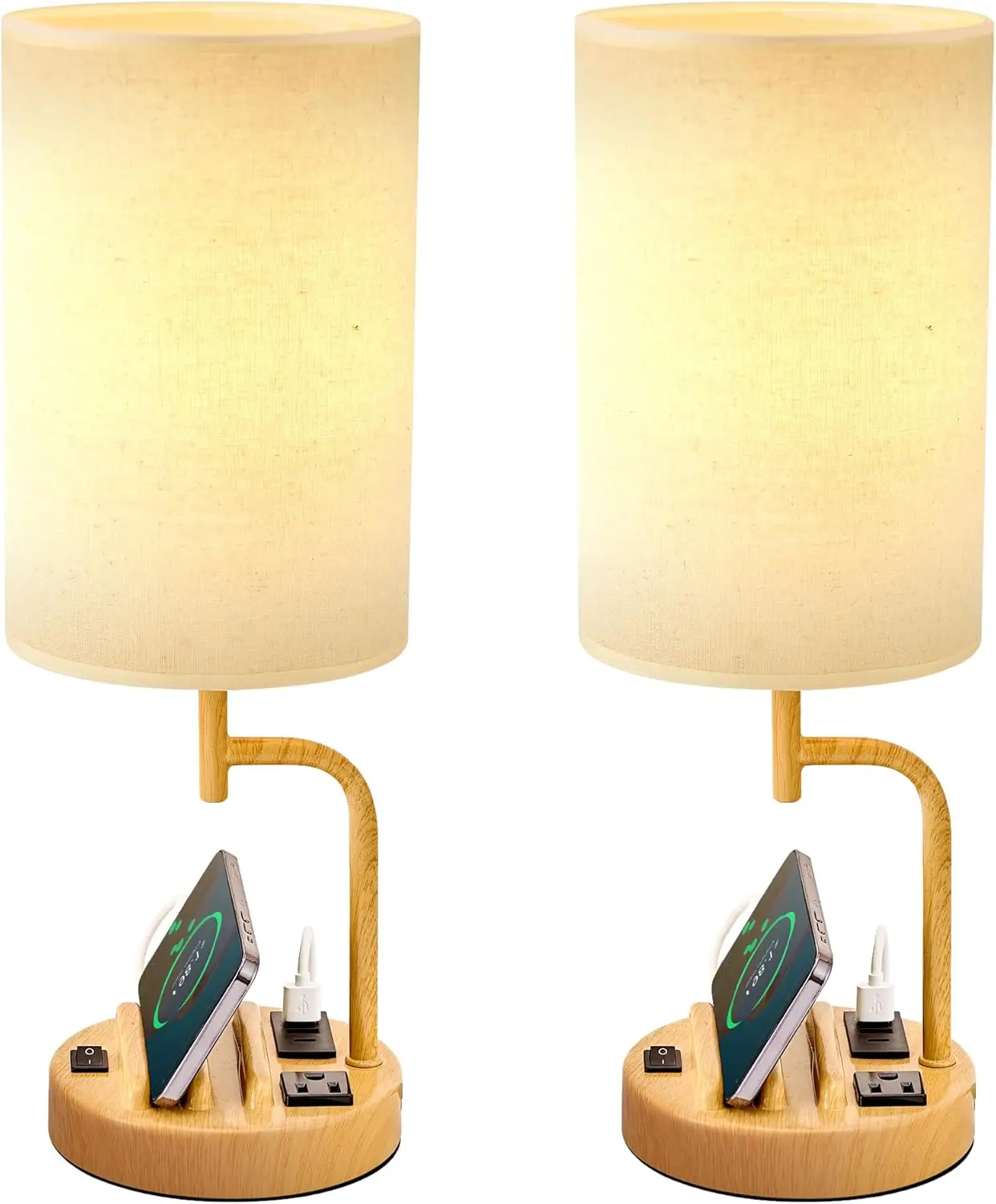 Modern Desk Lamp with 3 USB Ports, AC Outlet, and Phone Stands - Perfect for Bedroom, Office (2-Pack)
Modern Desk Lamp with 3 USB Ports, AC Outlet, and Phone Stands - Perfect for Bedroom, Office (2-Pack)