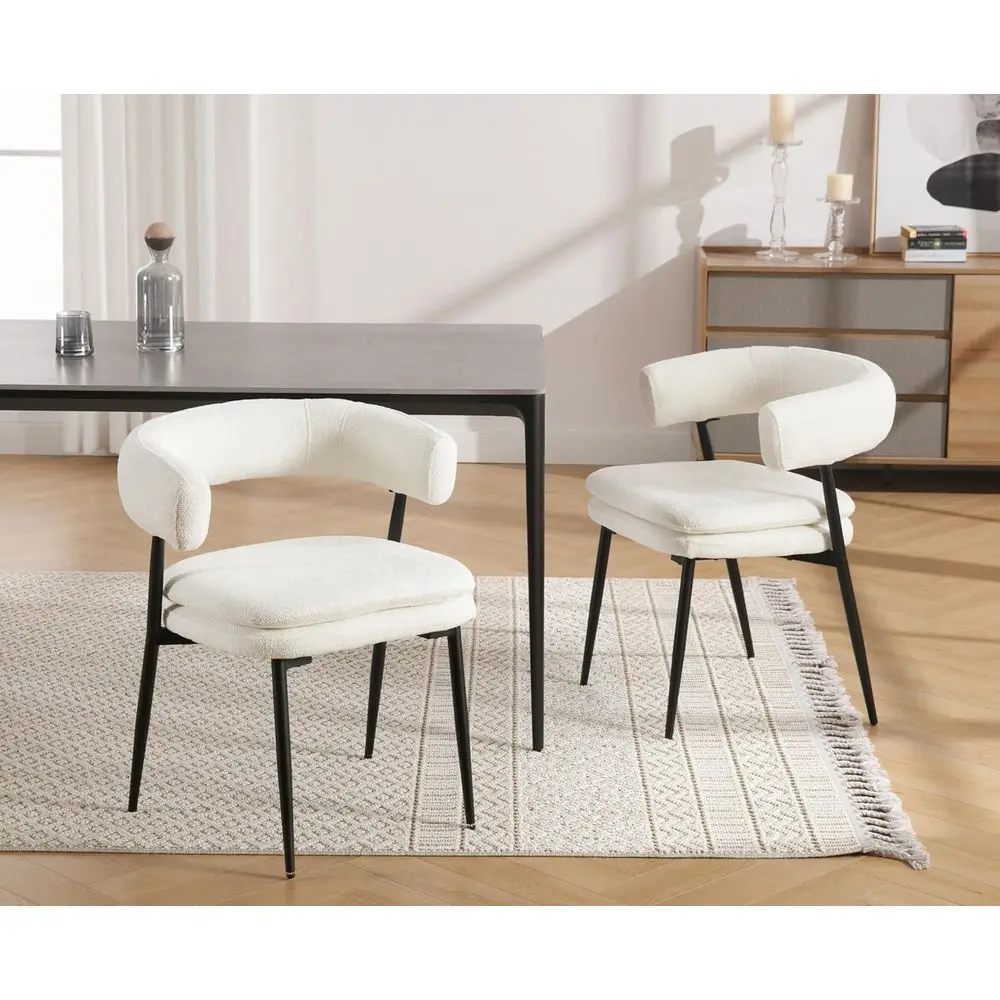 Pair of Upholstered Fabric Dining Chairs with Curved Back and Metal Legs, Comfortable for Kitchen or Living Room, White
Pair of Upholstered Fabric Dining Chairs with Curved Back and Metal Legs, Comfortable for Kitchen or Living Room, White