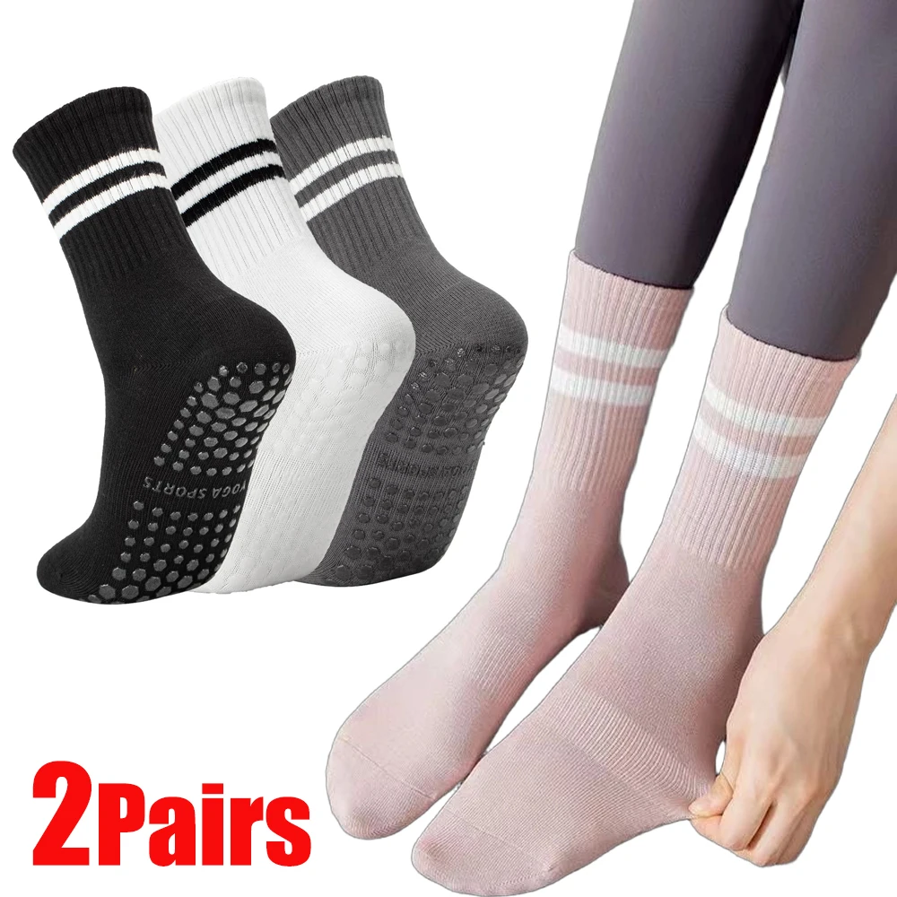 2 Pairs Cotton Yoga Socks for Women Double Bar Striped Mid Tube Anti Slip Pilates Socks Indoor Fitness Sport Silicone Socks
2 Pairs Cotton Yoga Socks for Women Double Bar Striped Mid Tube Anti Slip Pilates Socks Indoor Fitness Sport Silicone Socks