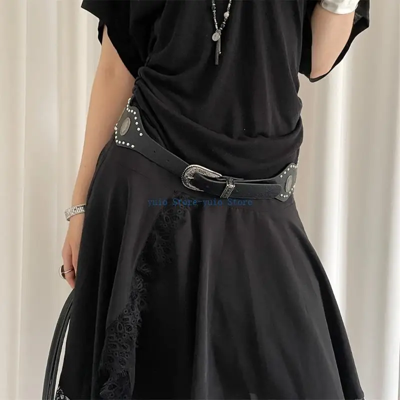 X7XB Wide PU Leather Waist Belt Edgy Studs Accent Adjustable Waist Strap Girdle
X7XB Wide PU Leather Waist Belt Edgy Studs Accent Adjustable Waist Strap Girdle