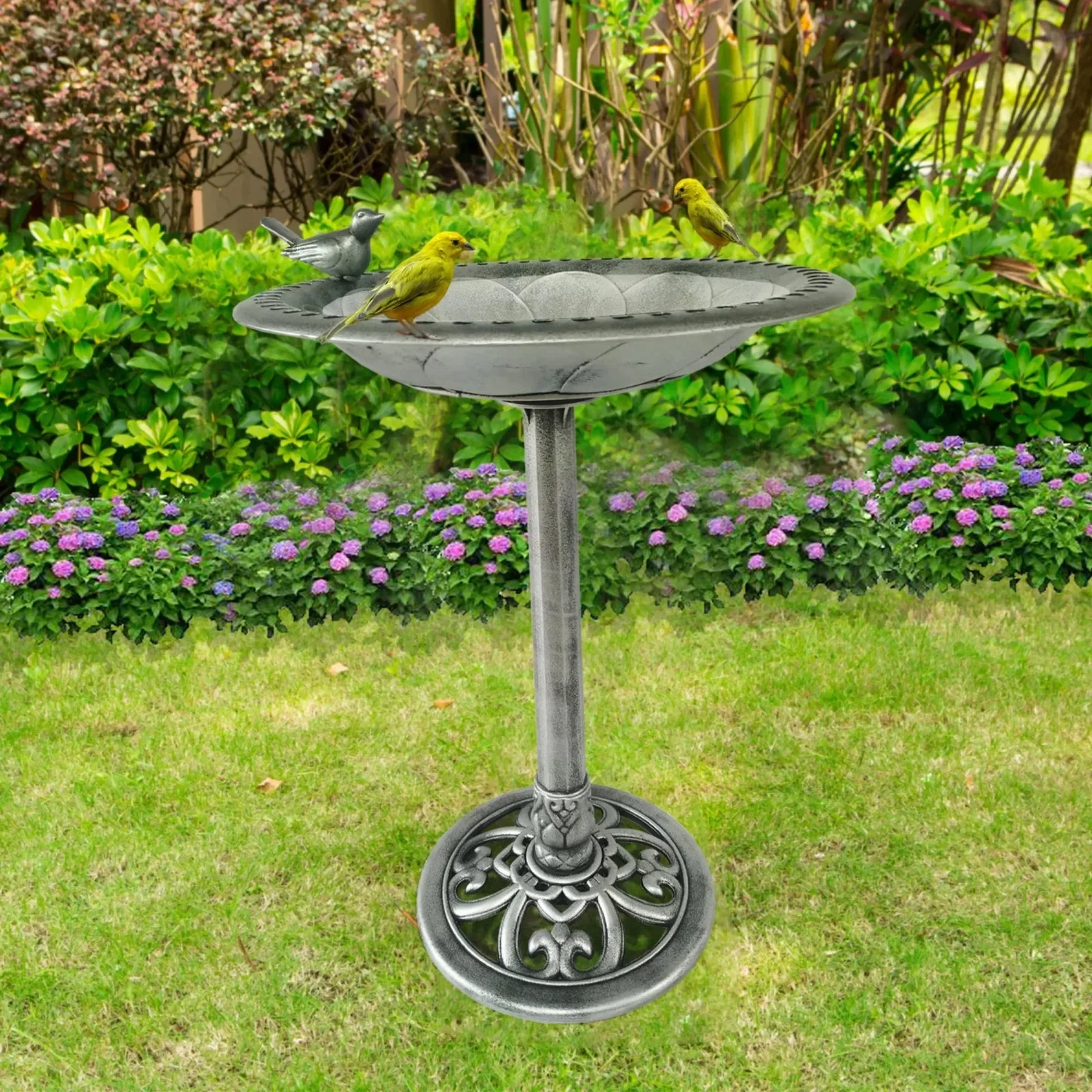 29 Inch Polyresin Lightweight Outdoor Garden Bird Bath - Silver
29 Inch Polyresin Lightweight Outdoor Garden Bird Bath - Silver