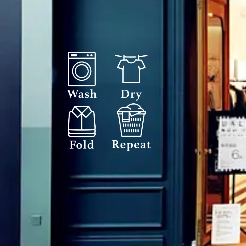 Wash Dry Fold Repeat Vinyl Decals Laundry Room 5 inch Tall Set Vinyl Wall Quote Sticker
Wash Dry Fold Repeat Vinyl Decals Laundry Room 5 inch Tall Set Vinyl Wall Quote Sticker