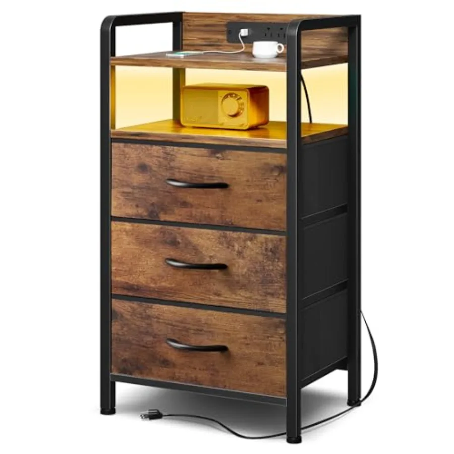 Night Stand Bedside Table Bedroom - Nightstand with Charging Station and LED Light Strip, Bed Side End Table with Storage Shelf
Night Stand Bedside Table Bedroom - Nightstand with Charging Station and LED Light Strip, Bed Side End Table with Storage Shelf