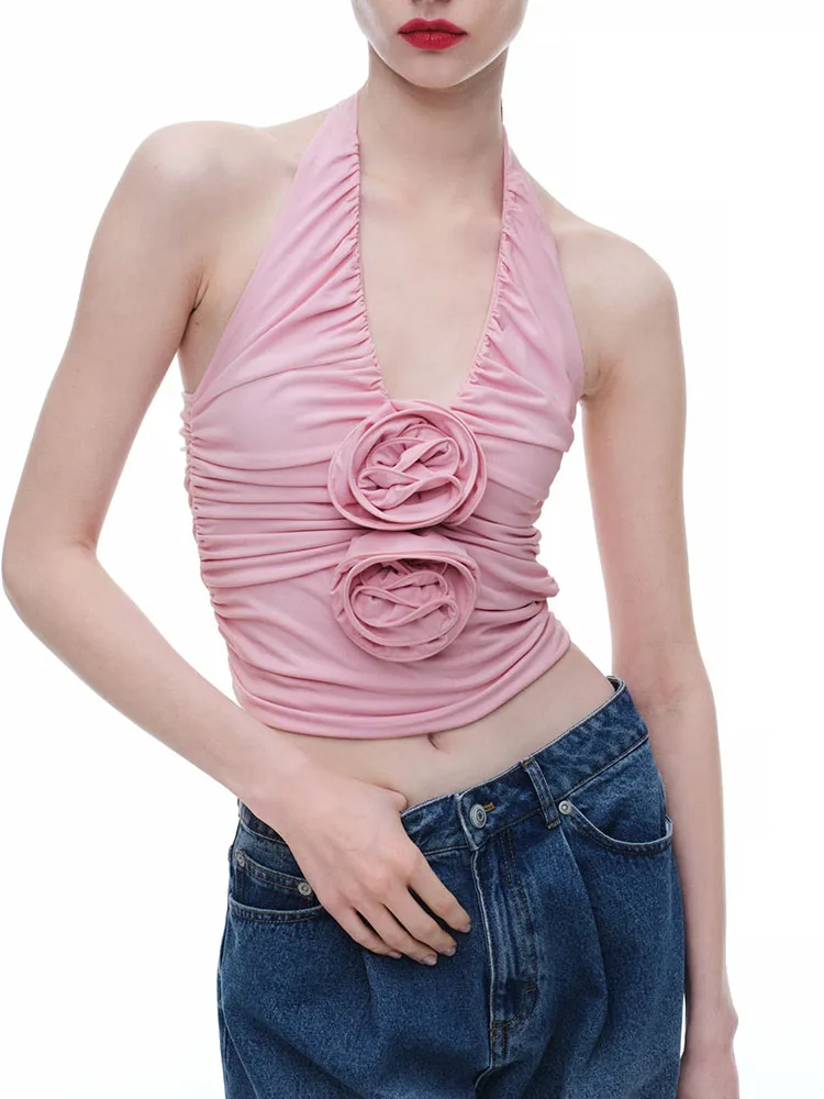 Woman clothing y2k summer handmade studded flower pleated Women top hanging neck sleeveless knit tank top 2025 Women's t-shirt
Woman clothing y2k summer handmade studded flower pleated Women top hanging neck sleeveless knit tank top 2025 Women's t-shirt