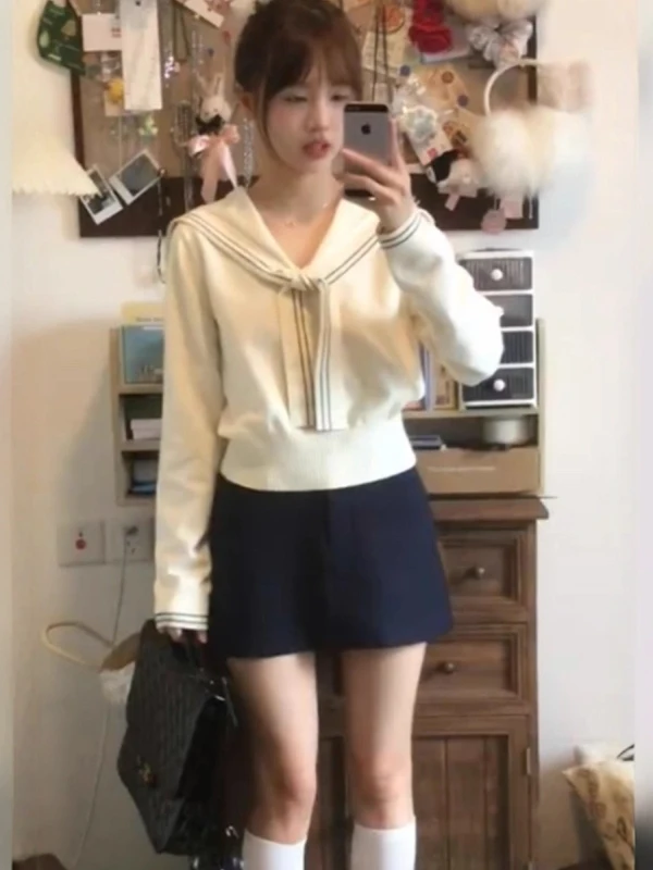 Casual Sle Long Sve Knitted Sweater Women's ort Navy Collar Autumn Winter New Lazy Sle Sweater awl Top Polyester F...
Casual Sle Long Sve Knitted Sweater Women's ort Navy Collar Autumn Winter New Lazy Sle Sweater awl Top Polyester F...