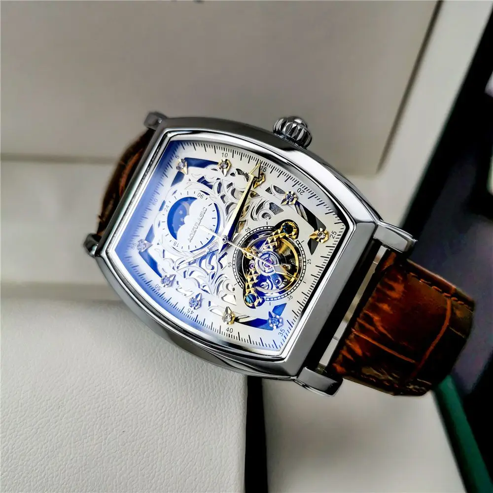 Trendy Barrel-Shaped Men's Automatic Mechanical Watch, Skeleton Tourbillon Luminous Waterproof Wristwatch, Personalized Luxury Men's Watch, Anniversary Gift for Boyfriend or Husband, Dual-Purpose for Business and Casual Wear, High-End and Elegant, Men's M
Trendy Barrel-Shaped Men's Automatic Mechanical Watch, Skeleton Tourbillon Luminous Waterproof Wristwatch, Personalized Luxury Men's Watch, Anniversary Gift for Boyfriend or Husband, Dual-Purpose for Business and Casual Wear, High-End and Elegant, Men's M