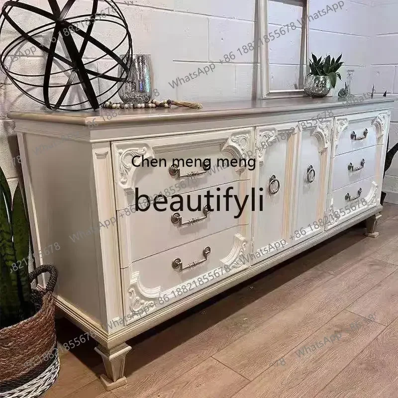 B178 American rural antique solid wood carving flower TV cabinet French solid wood integrated dining side cabinet, decorative ca
B178 American rural antique solid wood carving flower TV cabinet French solid wood integrated dining side cabinet, decorative ca