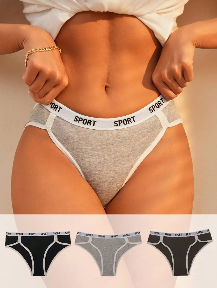 3pcs Sport Letter Print Triangle Briefs For Women
3pcs Sport Letter Print Triangle Briefs For Women