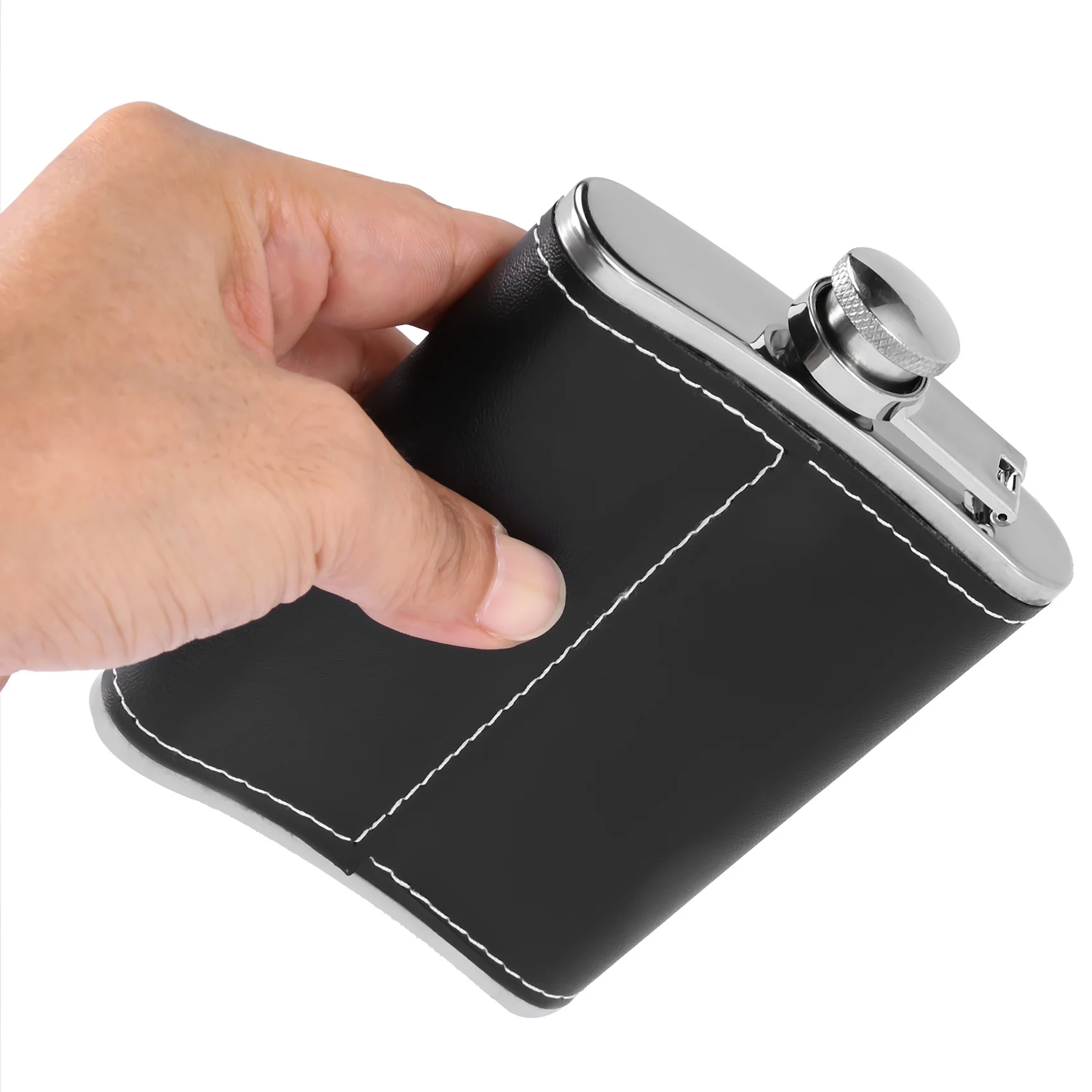 ABJS Pocket Hip Flask 8 Oz with Funnel Stainless Steel with Black Leather Wrapped Cover and Leak Proof - Fits any Suit for Discr
ABJS Pocket Hip Flask 8 Oz with Funnel Stainless Steel with Black Leather Wrapped Cover and Leak Proof - Fits any Suit for Discr
