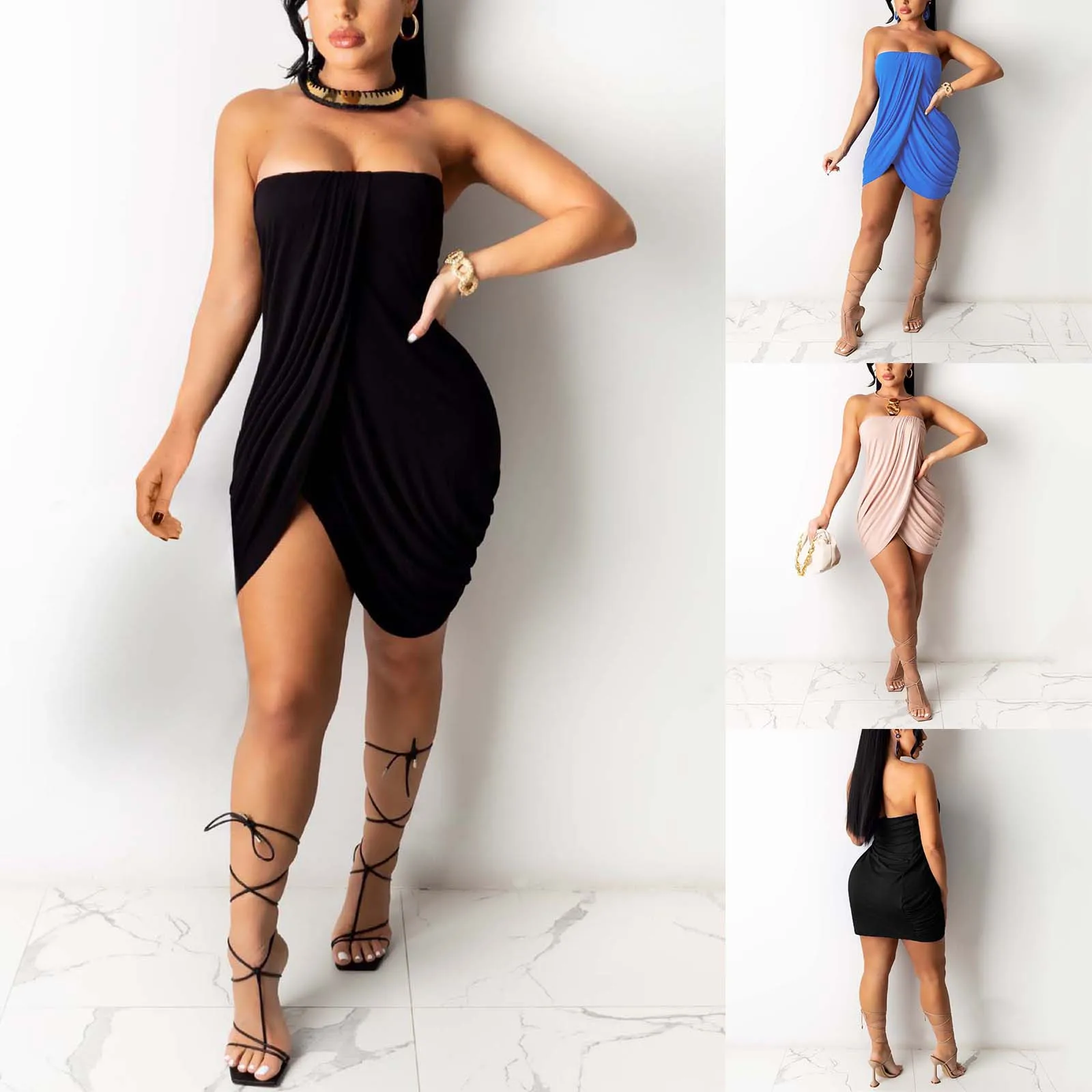 2024 Women's One Line Collar Style Wrapped Chest Sexy Wave Pleated Solid Color Dress Comfortable Breathable Skirt For Women
2024 Women's One Line Collar Style Wrapped Chest Sexy Wave Pleated Solid Color Dress Comfortable Breathable Skirt For Women