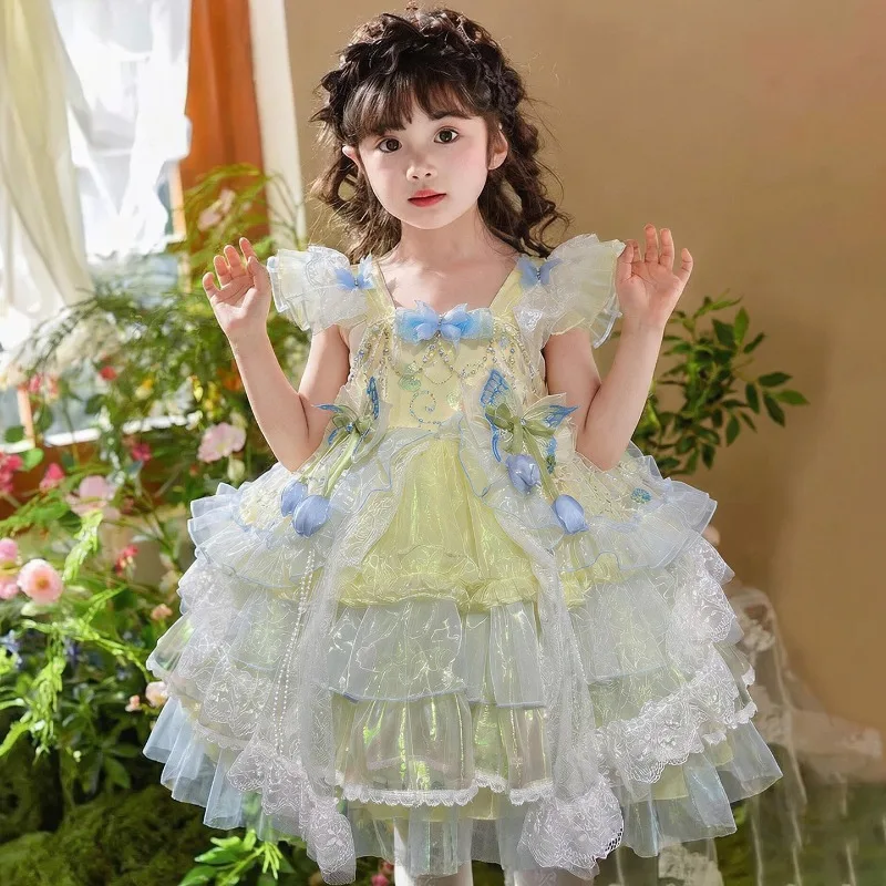 Sweet Girls Summer Lolita Princess Dress Flower Fairy Suspender Lace Fluffy Dress Children Sleeveless Mesh Birthday Dress
Sweet Girls Summer Lolita Princess Dress Flower Fairy Suspender Lace Fluffy Dress Children Sleeveless Mesh Birthday Dress