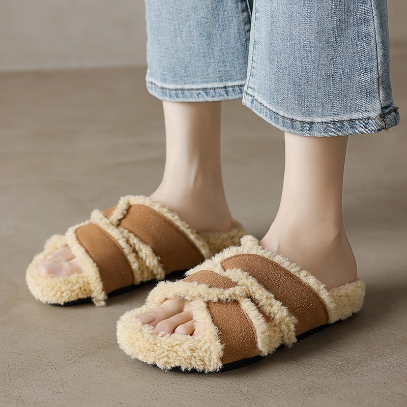 Winter Plus Velvet Women Cross Strap Slippers Indoor Open-toed Flat Shoes for Women Black Cotton Slippers Soft Warm Shoes Size41
Winter Plus Velvet Women Cross Strap Slippers Indoor Open-toed Flat Shoes for Women Black Cotton Slippers Soft Warm Shoes Size41