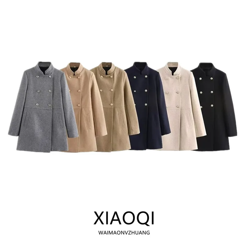 Loose Long Sve Women's Coat Autumn Winter New Sle Double Row Buttons Gold Embellied Mid-Length Commute Sle Outerwear
Loose Long Sve Women's Coat Autumn Winter New Sle Double Row Buttons Gold Embellied Mid-Length Commute Sle Outerwear
