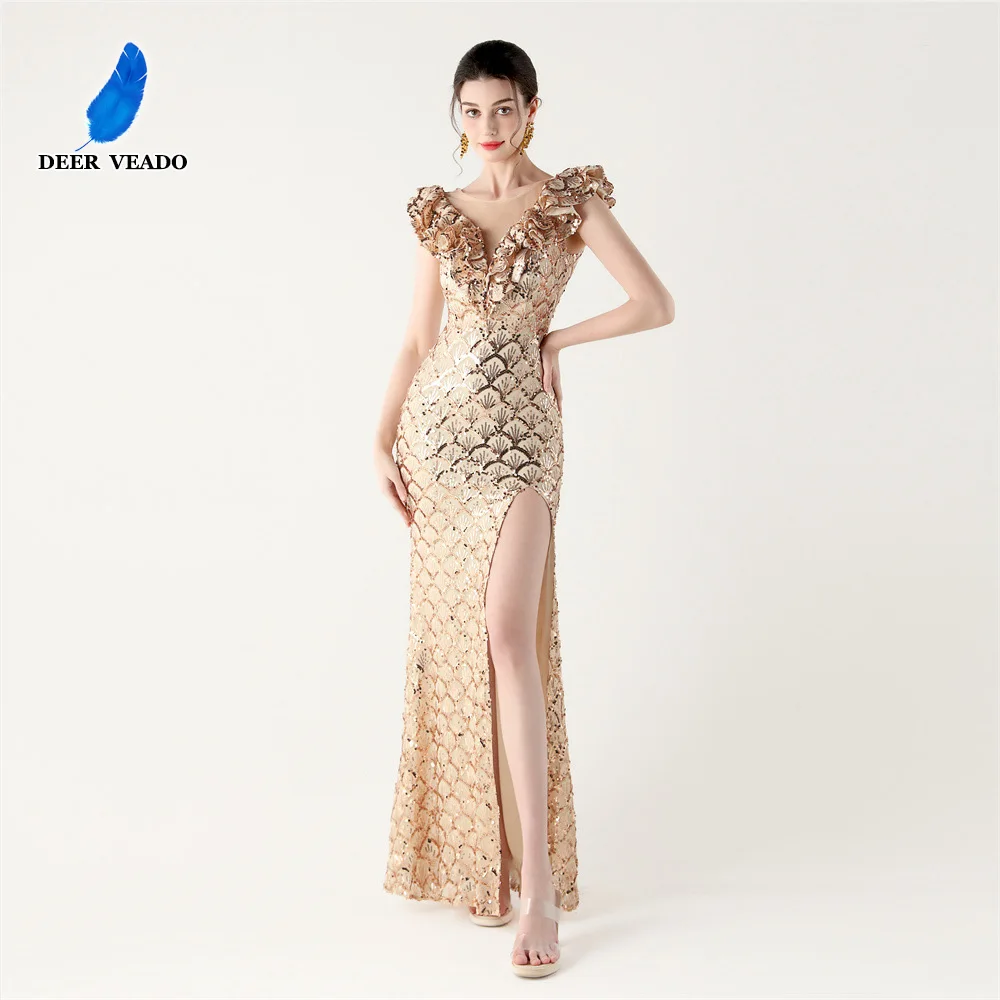 DEERVEADO Elegant Mermaid O Neck Sequins Evening Dress for Woman Slit Formal Dress for Special Occasion Party Dresses Prom Gown
DEERVEADO Elegant Mermaid O Neck Sequins Evening Dress for Woman Slit Formal Dress for Special Occasion Party Dresses Prom Gown