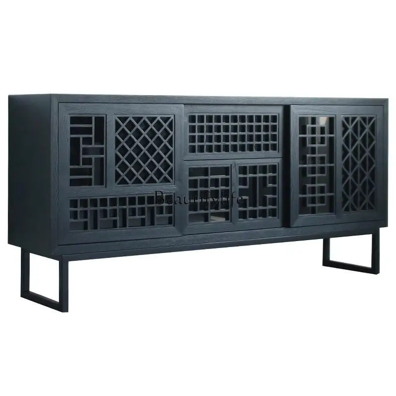 Wabi Sansan retro solid wood dining side cabinet living room against the wall Chinese grille creative entrance locker
Wabi Sansan retro solid wood dining side cabinet living room against the wall Chinese grille creative entrance locker