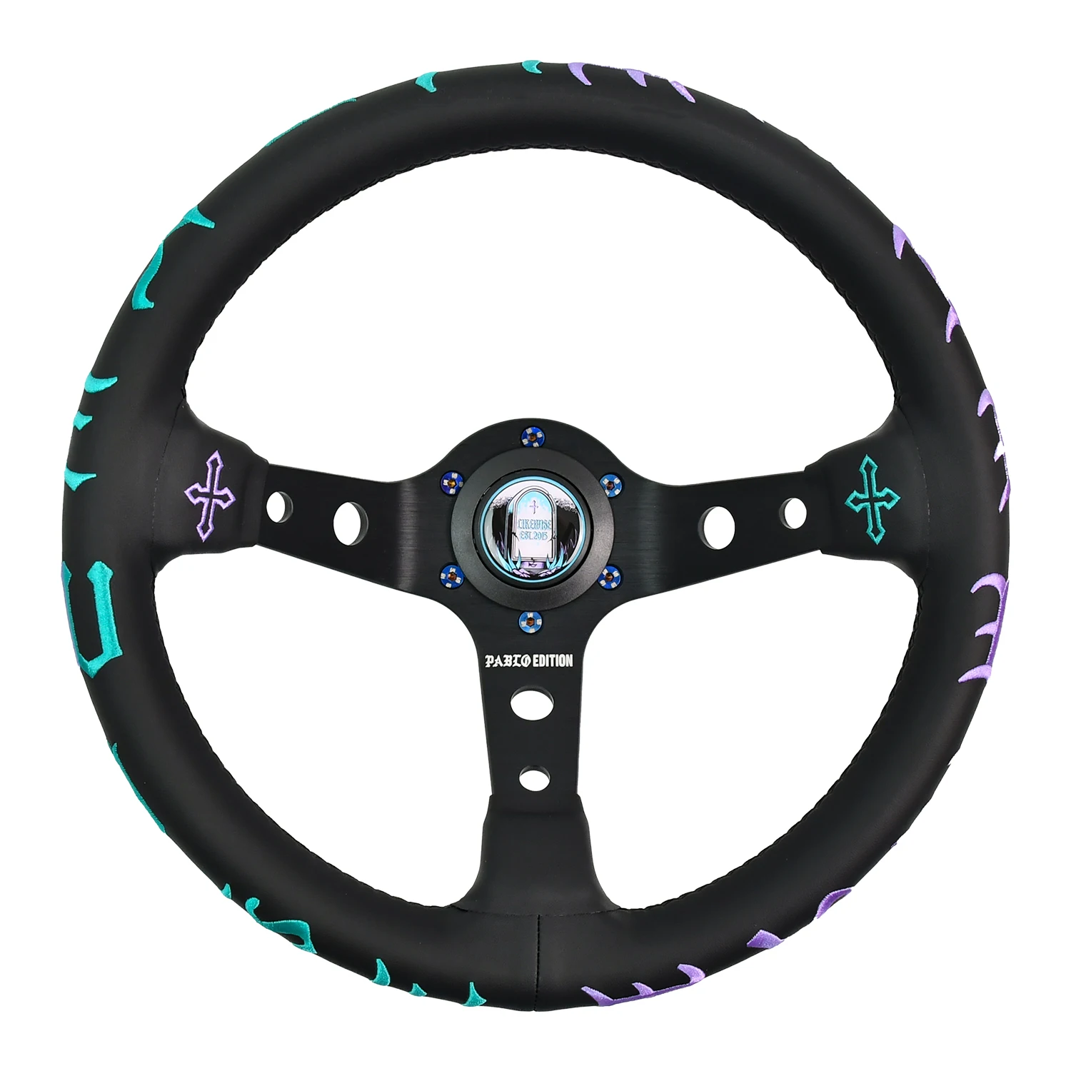 Tiypeor Universal Leather Steering Wheel 330mm Black Deep Dish Embroidery Tuning Sport Steering Wheel
Tiypeor Universal Leather Steering Wheel 330mm Black Deep Dish Embroidery Tuning Sport Steering Wheel