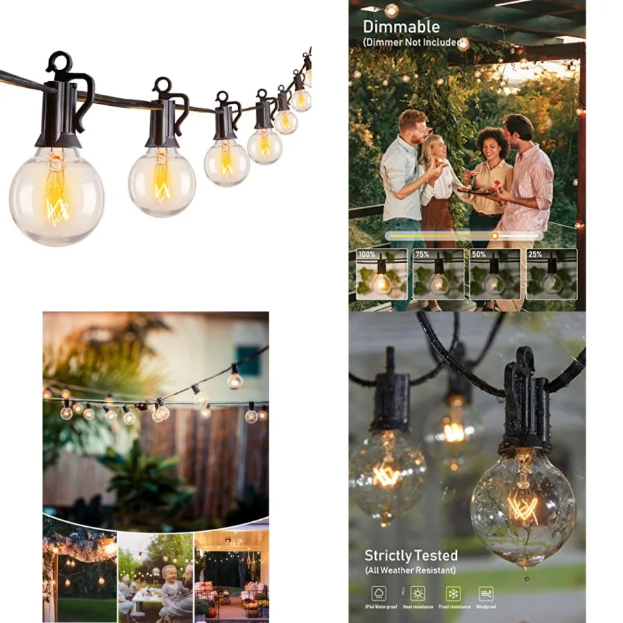 Outdoor String Light 55Feet G40 Globe Patio Lights with 52 Edison Glass Bulbs 2 Spare,Waterproof Connectable Hanging Christmas
Outdoor String Light 55Feet G40 Globe Patio Lights with 52 Edison Glass Bulbs 2 Spare,Waterproof Connectable Hanging Christmas