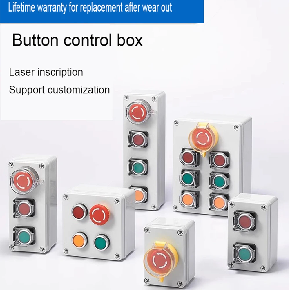 Multiple Specifications Button Box Emergency Stop Start Switch Power Reset Alarm Iron Door Elevator Motor Electrical Control Box
Multiple Specifications Button Box Emergency Stop Start Switch Power Reset Alarm Iron Door Elevator Motor Electrical Control Box
