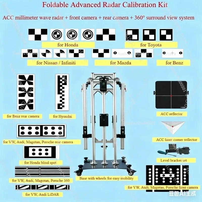 Foldable ADAS Calibration Complete Kit ACC mmWave Radar,Front Rear Camera,360 Surround View Calibration for Toyota,Honda,VW,Benz
Foldable ADAS Calibration Complete Kit ACC mmWave Radar,Front Rear Camera,360 Surround View Calibration for Toyota,Honda,VW,Benz