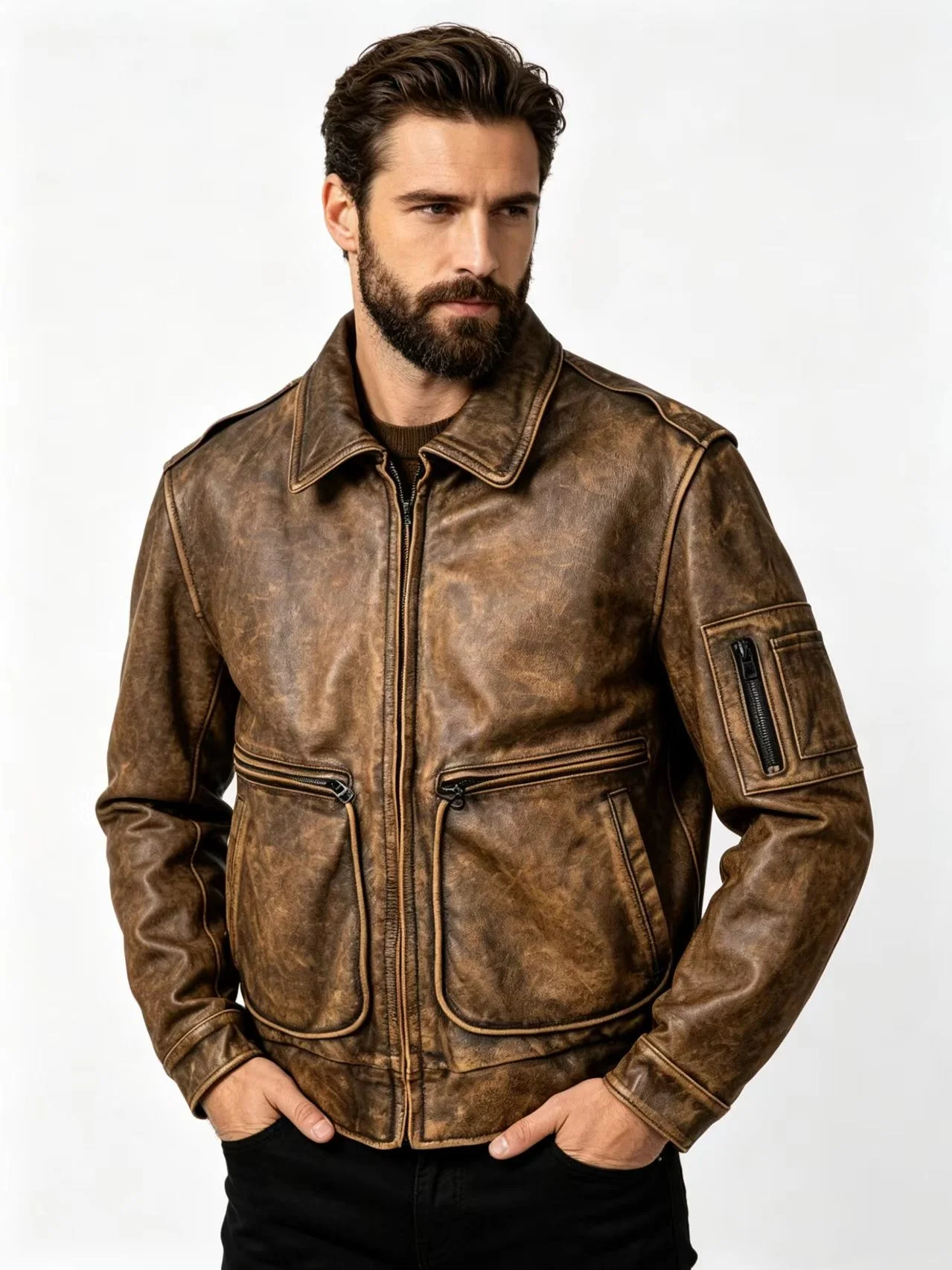 Brown Autumn Leather Jacket Men Vintage Style Plus Size 6XL Genuine Natural Cowhide Turn-Down Collar Vintage Flight Coat
Brown Autumn Leather Jacket Men Vintage Style Plus Size 6XL Genuine Natural Cowhide Turn-Down Collar Vintage Flight Coat