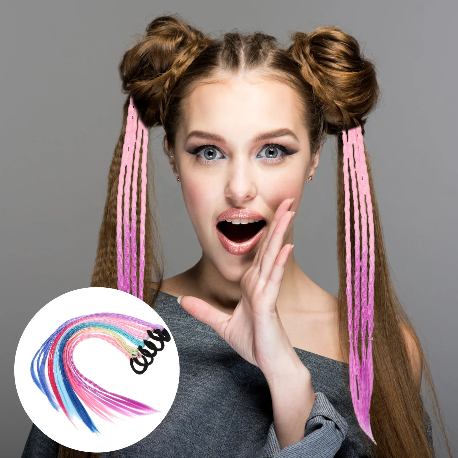 6 Pcs Colored Braid Hair Extensions Accessories for Decorations Fashion Braiding Elastic Rope Hairpieces
6 Pcs Colored Braid Hair Extensions Accessories for Decorations Fashion Braiding Elastic Rope Hairpieces