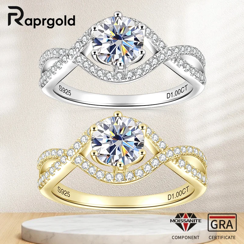 RAPRGOLD 1,0 карат круглой огранки с бриллиантом из муассанита для женщин, стерлинговое серебро 925 пробы, обручальные кольца, ювелирные изделия, подарки Anillo
RAPRGOLD 1,0 карат круглой огранки с бриллиантом из муассанита для женщин, стерлинговое серебро 925 пробы, обручальные кольца, ювелирные изделия, подарки Anillo