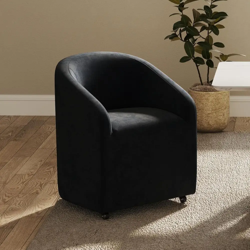 Поворотный бархатный обеденный стул с роликами, мягкий офисный стул на колесиках для домашней кухни, гостиной, черный
Поворотный бархатный обеденный стул с роликами, мягкий офисный стул на колесиках для домашней кухни, гостиной, черный