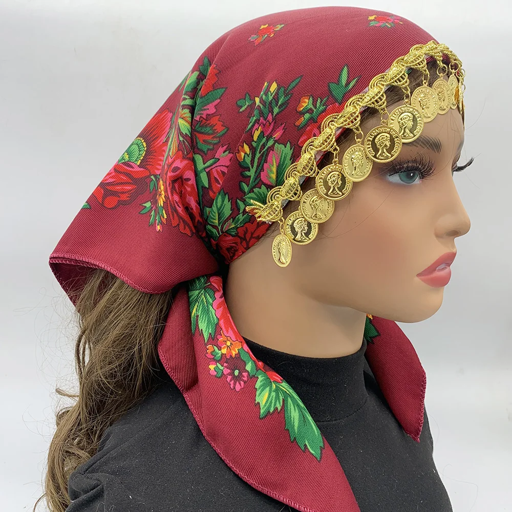 Russian Natioanal Floral Print Gold Pieces Bandana Scarf Ethnic Headscarf Lady Headband Scarves Babushka Head Wraps
Russian Natioanal Floral Print Gold Pieces Bandana Scarf Ethnic Headscarf Lady Headband Scarves Babushka Head Wraps