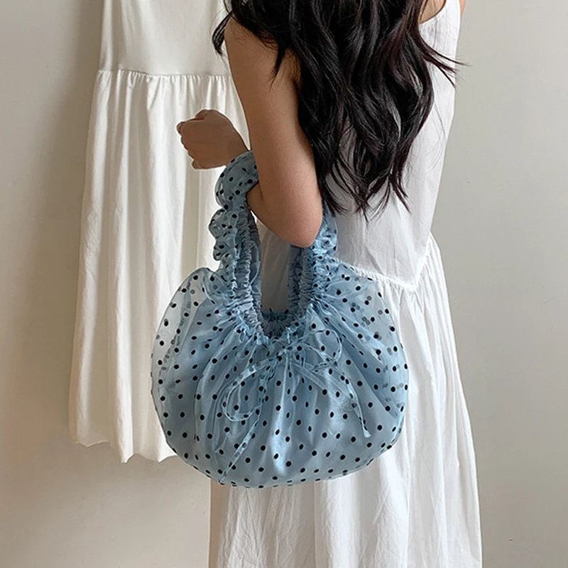 Bags for Women Spring Summer New Drawstring Pleated Polka Dot One Shoulder Bags Color Blocked Mesh Bow Underarm Pouch
Bags for Women Spring Summer New Drawstring Pleated Polka Dot One Shoulder Bags Color Blocked Mesh Bow Underarm Pouch