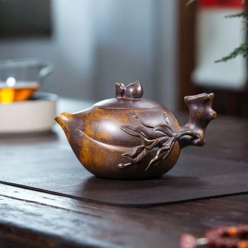 500ml Yixing Purple Clay Teapots Handmade Longevity Peache Pot Raw Ore Temperature Section Mud Kettle With Infuser Zisha Teaset
500ml Yixing Purple Clay Teapots Handmade Longevity Peache Pot Raw Ore Temperature Section Mud Kettle With Infuser Zisha Teaset