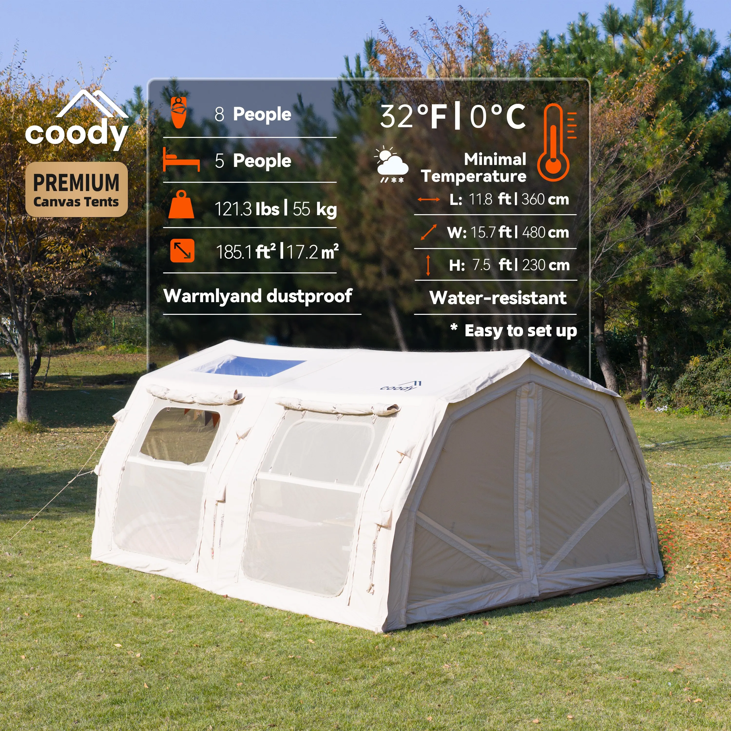 Coody 17.2 Familia Pro-Beige Beach Best Camping Air Tent Shelter Quick Open Large Space Outdoor Inflatable TentATV&UTV
Coody 17.2 Familia Pro-Beige Beach Best Camping Air Tent Shelter Quick Open Large Space Outdoor Inflatable TentATV&UTV