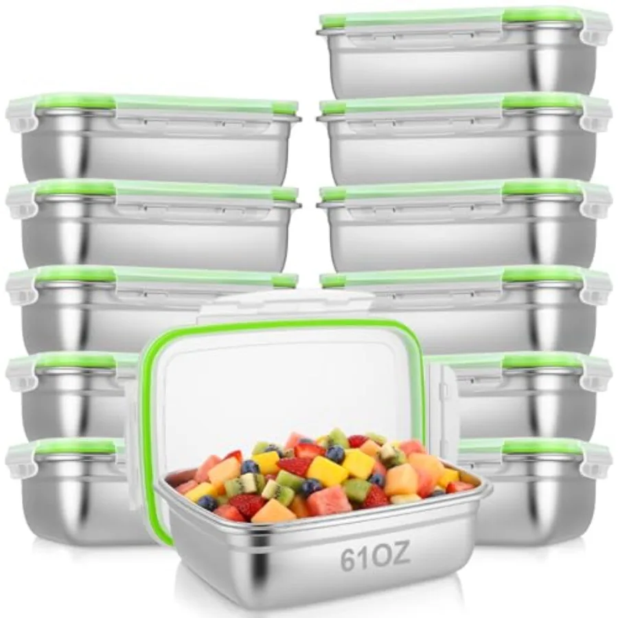 Kitchen, picnic, camping use: 304 stainless steel food storage containers with airtight lids, silver, freezer and dishwasher sa
Kitchen, picnic, camping use: 304 stainless steel food storage containers with airtight lids, silver, freezer and dishwasher sa