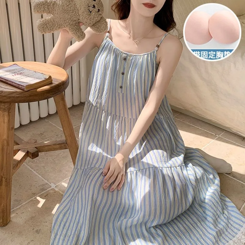2XL Large Size Summer Pajamas Dress Women Korean Students Nightgown with Chest Pads Literary Artistic Style Going Out Loungewear
2XL Large Size Summer Pajamas Dress Women Korean Students Nightgown with Chest Pads Literary Artistic Style Going Out Loungewear