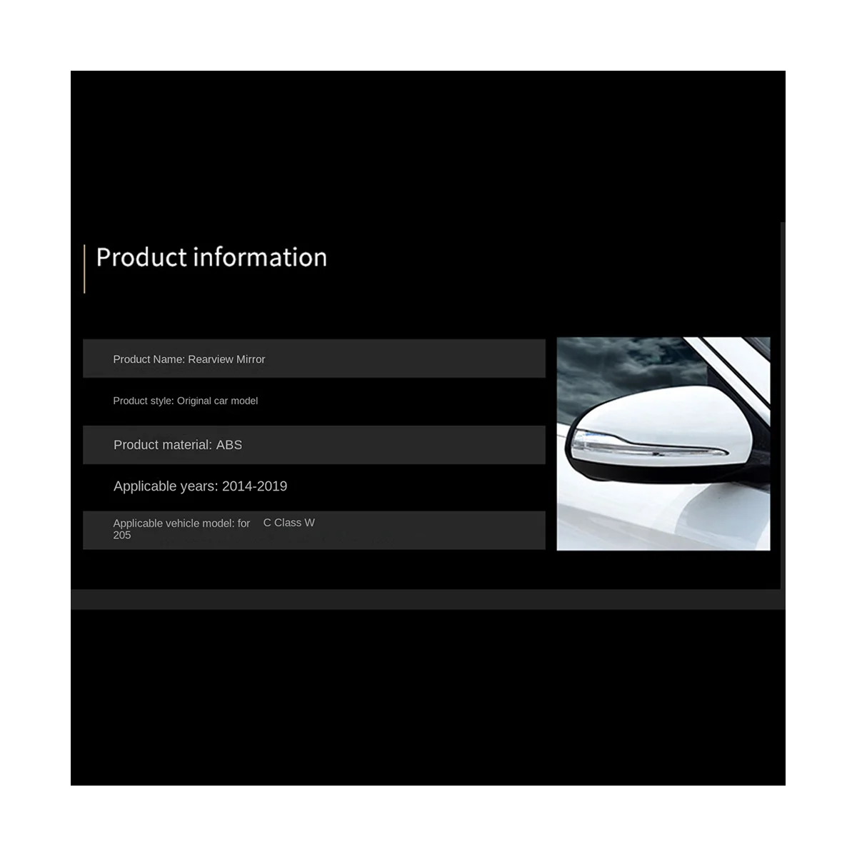 Right Side Power Folding Rearview Mirror Assy W/Blind Spot Heated for Mercedes Benz W205 C180 C200 C260 2014-2021
Right Side Power Folding Rearview Mirror Assy W/Blind Spot Heated for Mercedes Benz W205 C180 C200 C260 2014-2021