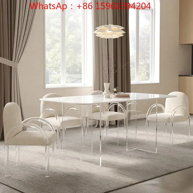 Modern simple light luxury small apartment acrylic suspended rock dining table and chair combination household rectangular
Modern simple light luxury small apartment acrylic suspended rock dining table and chair combination household rectangular