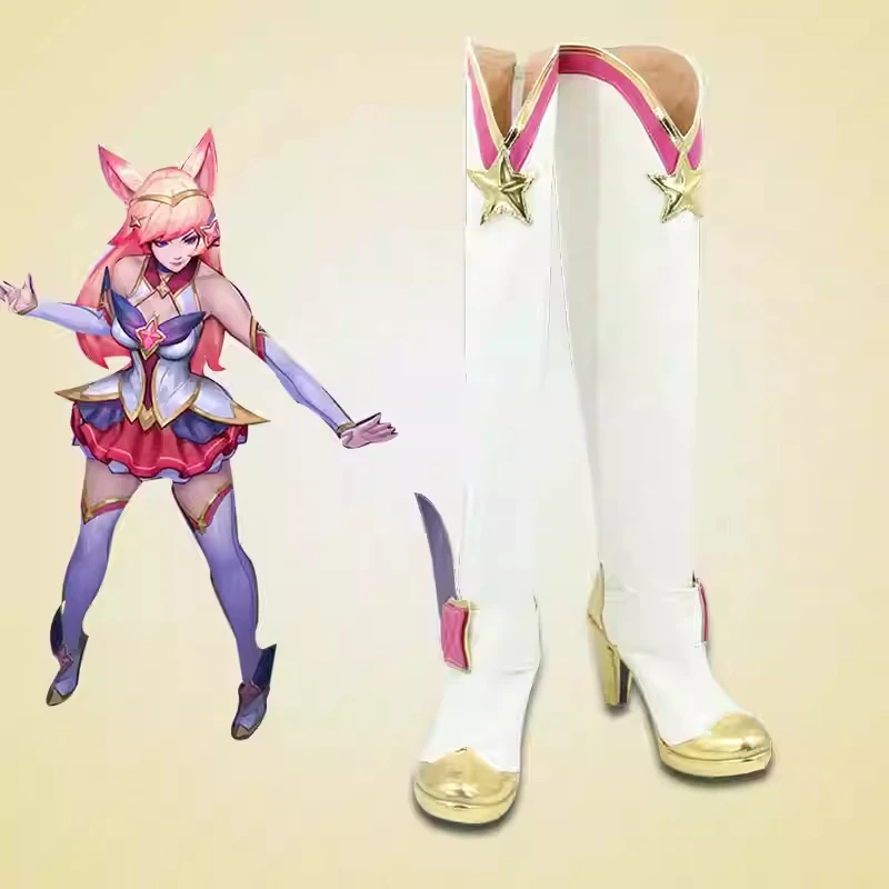 Игра LOL Star Guardian Ahri, обувь для косплея, обувь из искусственной кожи на высоком каблуке, ботинки для женщин и мужчин, вечерние ролевые игры на Хэллоуин, индивидуальный заказ
Игра LOL Star Guardian Ahri, обувь для косплея, обувь из искусственной кожи на высоком каблуке, ботинки для женщин и мужчин, вечерние ролевые игры на Хэллоуин, индивидуальный заказ