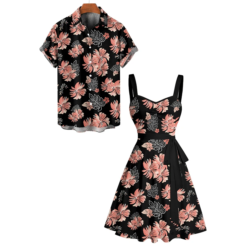 Dressfo Couple Set Tropical Flower Leaf Print Hawaii Vacation Belted Mini Dress And Short Sleeve Shirt Matching Outfit
Dressfo Couple Set Tropical Flower Leaf Print Hawaii Vacation Belted Mini Dress And Short Sleeve Shirt Matching Outfit