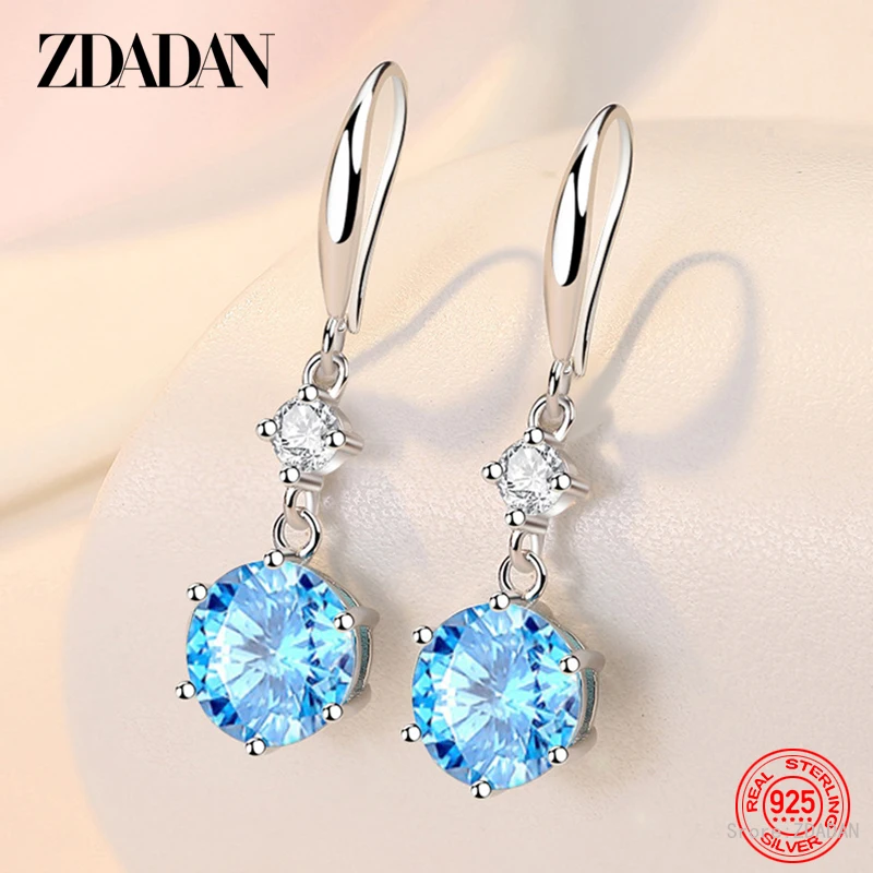 ZDADAN 925 Silver Round Blue Zircon Long Drop Earrings For Women Girls Fashion Jewelry
ZDADAN 925 Silver Round Blue Zircon Long Drop Earrings For Women Girls Fashion Jewelry