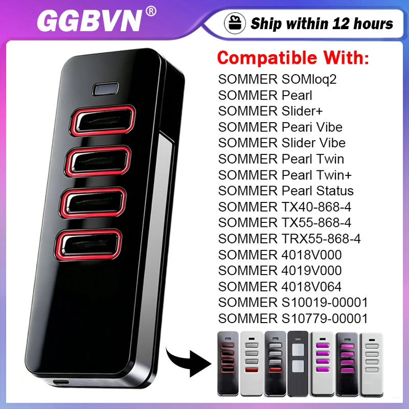 Work With SOMMER Pearl Slider Vibe Twin Status 868.8MHz 868.95MHz Garage/Gate Remote Control 4018V000 4018V003 4019V000 4019V001
Work With SOMMER Pearl Slider Vibe Twin Status 868.8MHz 868.95MHz Garage/Gate Remote Control 4018V000 4018V003 4019V000 4019V001