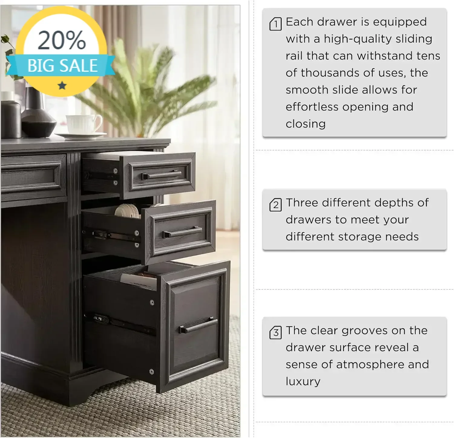 BestsellerBestsellerXMSJ-Sale 58 Inch Large Computer Desk with Drawers, Embossed Texture Home Office Desk, Workspace for Work St
BestsellerBestsellerXMSJ-Sale 58 Inch Large Computer Desk with Drawers, Embossed Texture Home Office Desk, Workspace for Work St